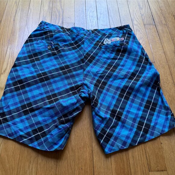 Royal & Awesome Size 36 Blue Plaid Trews Cotton Blend Comfortable Golf Shorts - Picture 12 of 15